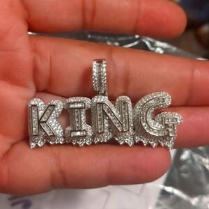 Sterling Silver 925 Rhodium finish CZ ICY KING Hhp pendant